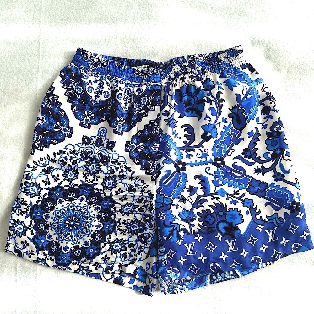100% Silk Louis Vuitton Bandana Print Pajama Shorts